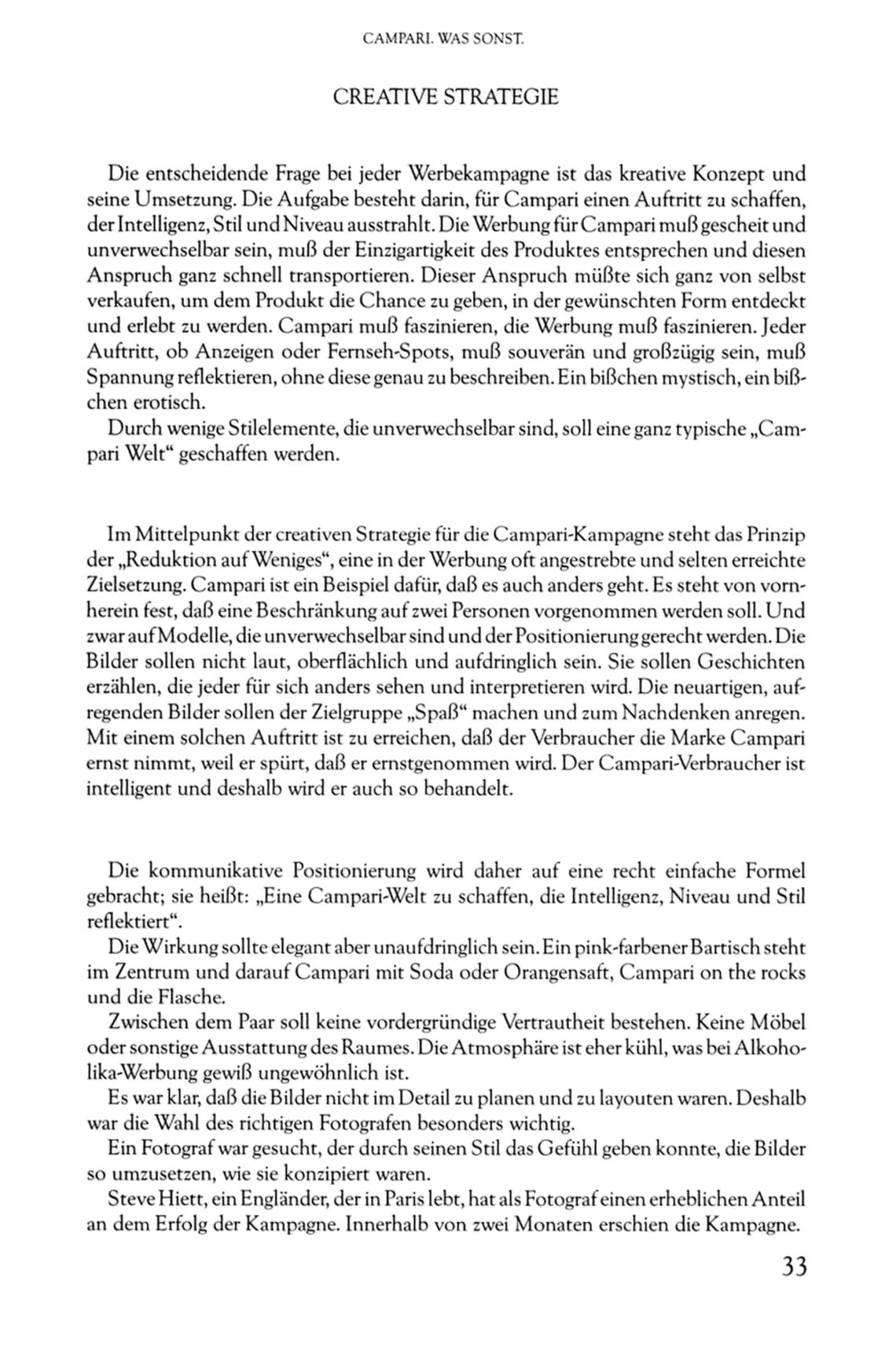 Strategie der Campari-Kampagne von Reinhard Spieker, ADC-Dokumentation