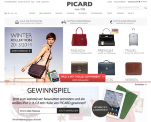 Bildschirmfoto Lead Generator im Shop von Picard Lederwaren