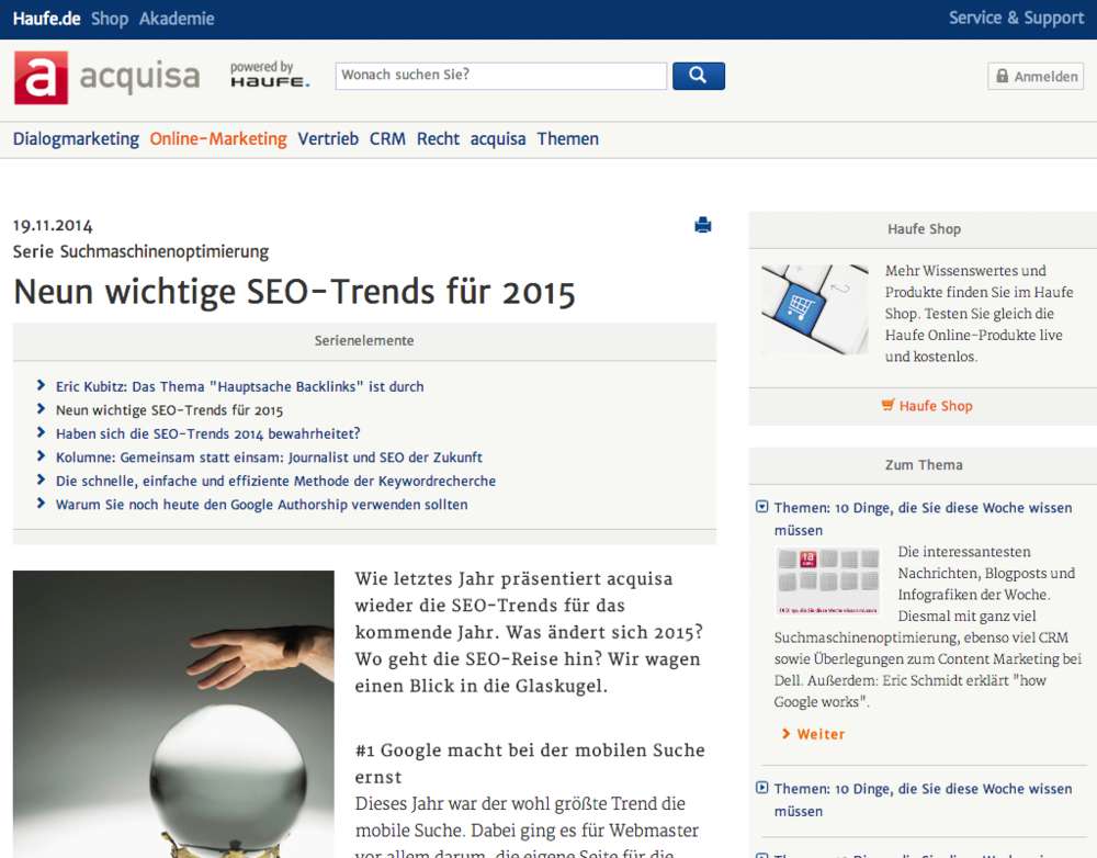 Die neun wichtigsten SEO-Trends für 2015