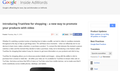 Google Inside AdWords - Introducing TrueView for shopping