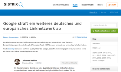 Sitrix.de Kommmentare und Blogpost zur Google Abstrafung