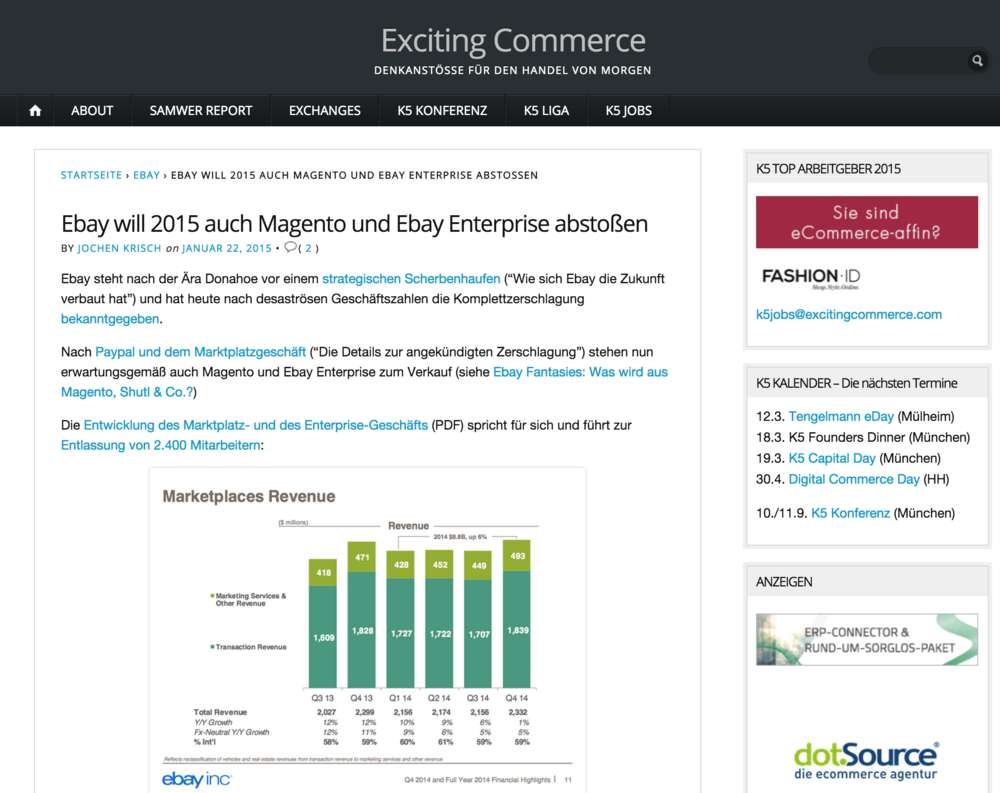 Ebay verkauft Magento
