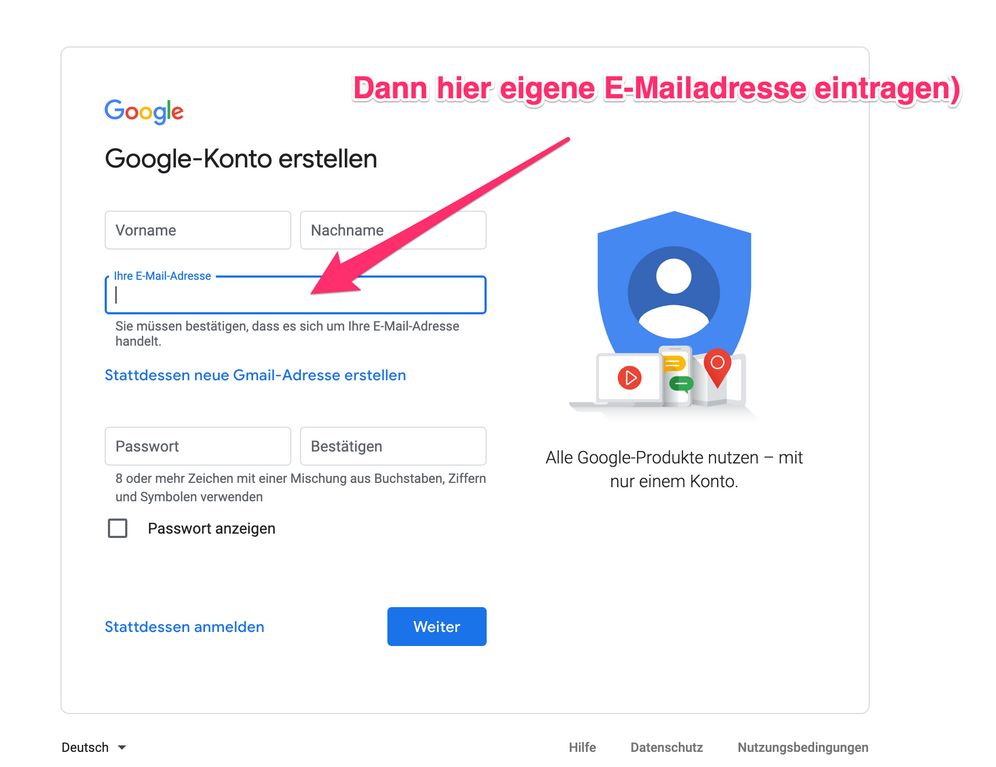 Es ist ganz einfach einen Google Account ohne Gmail Adresse zu erstellen.