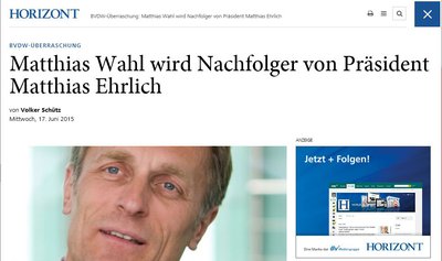 horizont.net Matthias Wahl wird Nachfolger von Präsident Matthais Ehrlich