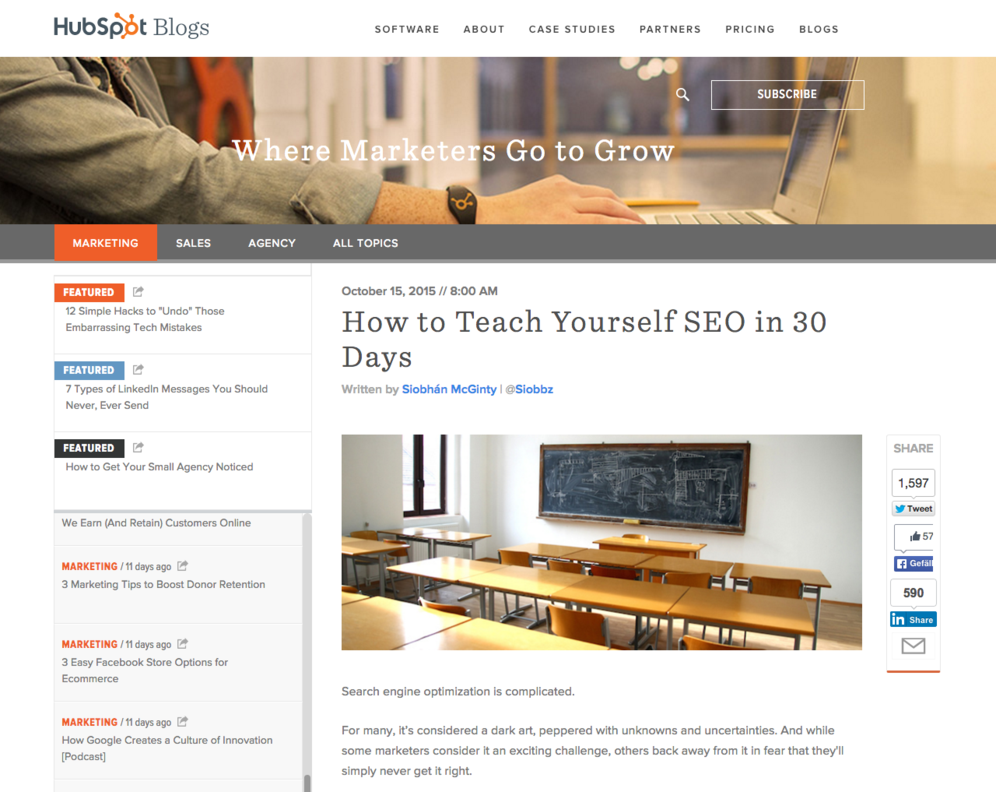 HubSpot Blog: SEO-Grundwissen in 30 Tagen