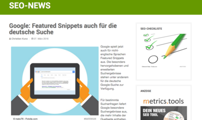 seo-suedwest.de Google: Featured Snippets auch für die deutsche Suche