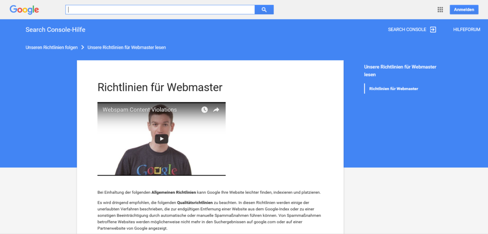 Webmaster-Richtlinien 2016